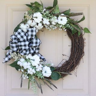 Black & White Fall Wreath - Love of Family & Home