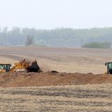 Wood chippers employed to help compost thousands of excess hogs near Worthington plant