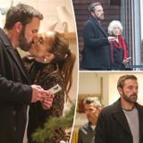 Glum Ben Affleck texts while kissing Jennifer Lopez on Christmas shopping trip with their moms