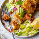 Air Fryer Chicken Milanese with Mediterranean Salad