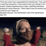 This COVID-19 meme quote from Handmaid’s Tale is spot-on accurate. And the person is even wearing a mask over her mouth!