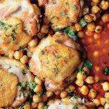 Pan-Roasted Chicken with Harissa Chickpeas