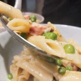 Penne with Smoked Chicken and Peas