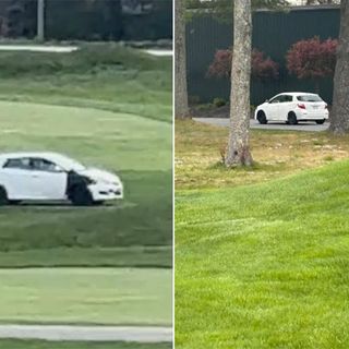 Vandal drives car onto golf course, nearly hits players and damages greens