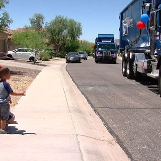 Garbage trucks lead birthday parade in Anthem for boy battling terminal Illness