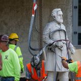 Workers begin dismantling Confederate monument in downtown Dallas’ Pioneer Park