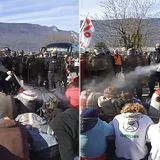 French police 'spray TEAR GAS' in face of Extinction Rebellion members