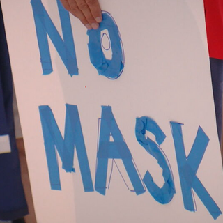 Shed the Mask, Don the Flag rally held by anti-mask demonstrators in downtown Austin