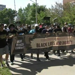 Asian American community marches from Chinatown to Bridgeport in support of Black lives